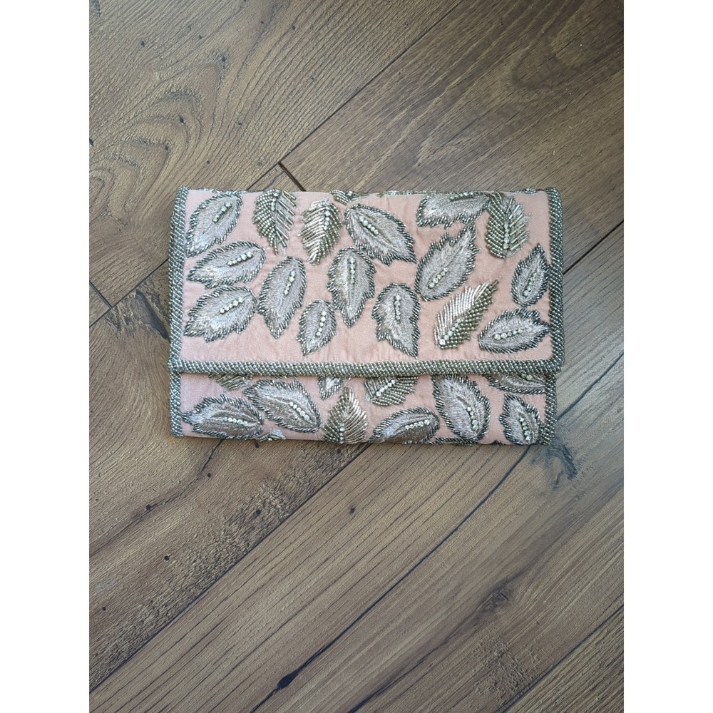 Anthropology Womens Clutch Floral Purse With Chain